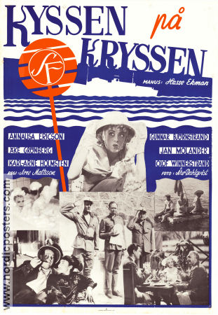 Kyssen på kryssen 1950 poster Annalisa Ericson Gunnar Björnstrand Karl-Arne Holmsten Arne Mattsson Resor