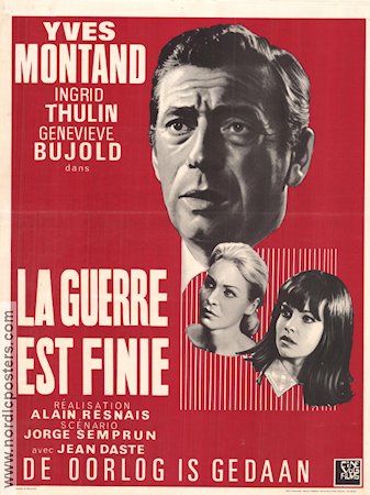 La guerre est finie 1966 poster Yves Montand Ingrid Thulin Alain Resnais