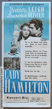 Lady Hamilton 1941 poster Vivien Leigh Laurence Olivier Alexander Korda