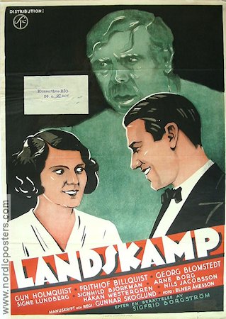 Landskamp 1932 poster Gun Holmqvist Fritiof Billquist Arne Borg