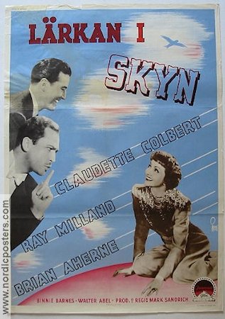 Lärkan i skyn 1942 poster Claudette Colbert Ray Milland Brian Aherne