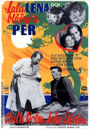 Lata Lena och blåögda Per 1947 poster Rut Holm John Elfström Gudrun Brost Lennart Wallén