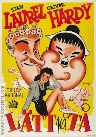 Lätt på tå 1943 poster Laurel and Hardy Helan och Halvan Trudy Marshall Malcolm St Clair Dans