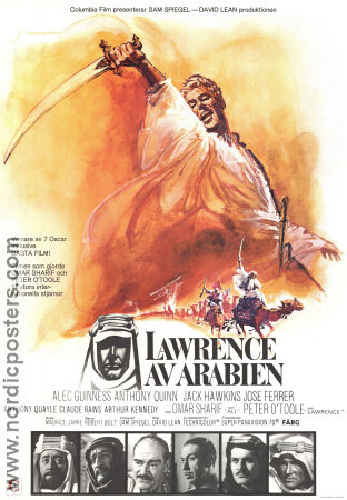 Lawrence av Arabien 1962 poster Alec Guinness Anthony Quinn Peter O´Toole Omar Sharif David Lean