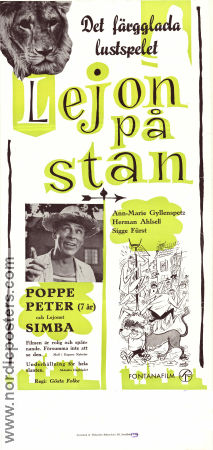 Lejon på stan 1959 poster Nils Poppe Ann-Marie Gyllenspetz Gösta Folke Affischkonstnär: Lars Lindh Katter