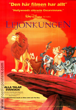 Lejonkungen 1994 poster Matthew Broderick Roger Allers Animerat Katter