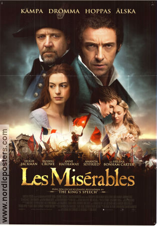 Les Miserables 2012 poster Hugh Jackman Russell Crowe Anne Hathaway Tom Hooper Musikaler