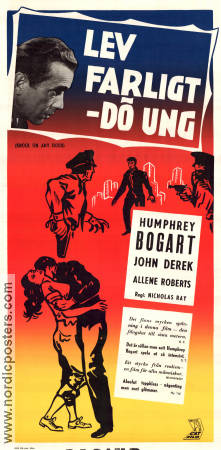 Lev farligt dö ung 1949 poster Humphrey Bogart John Derek George Macready Allene Roberts Nicholas Ray