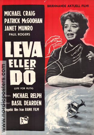 Leva eller dö 1962 poster Michael Craig Patrick McGoohan Janet Munro Basil Dearden