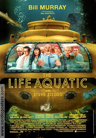 The Life Aquatic with Steve Zissou 2004 poster Bill Murray Owen Wilson Steve Zissou Wes Anderson Skepp och båtar Fiskar och hajar Dykning