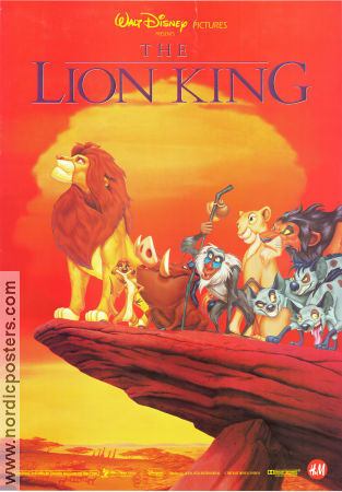 The Lion King HM 1994 affisch Matthew Broderick Roger Allers Animerat Katter