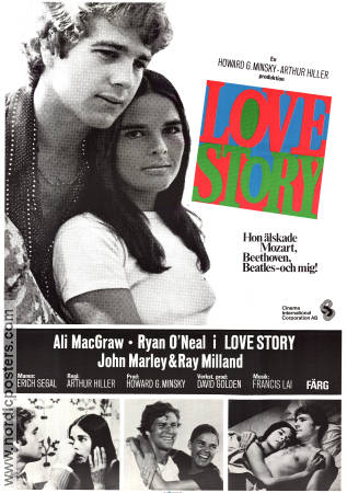 Love Story 1970 poster Ali MacGraw Ryan O´Neal John Marley Ray Milland Arthur Hiller Romantik