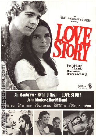 Love Story 1970 poster Ali MacGraw Ryan O´Neal John Marley Ray Milland Arthur Hiller Romantik