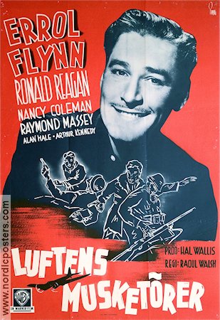 Luftens musketörer 1942 poster Errol Flynn Ronald Reagan Raoul Walsh