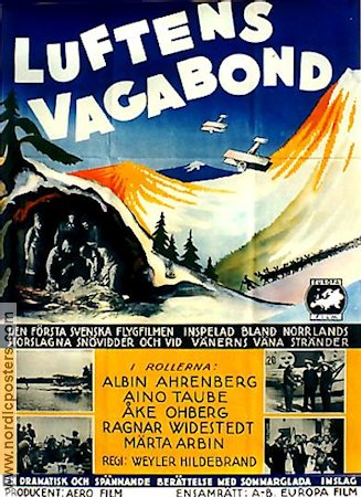 Luftens vagabond 1933 poster Aino Taube Weyler Hildebrand Flyg Berg