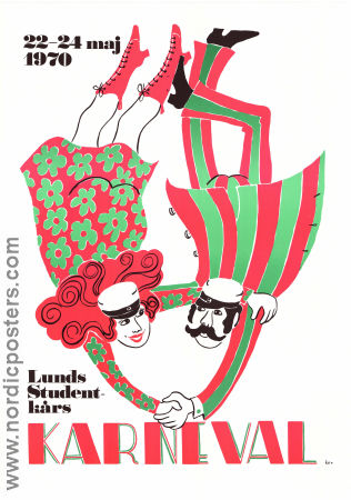 Lunds studentkårs karneval 1970 affisch Lundakarnevalen Skola