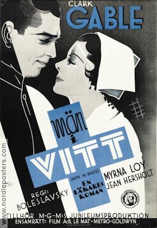 Män i vitt 1934 poster Clark Gable Myrna Loy Medicin och sjukhus