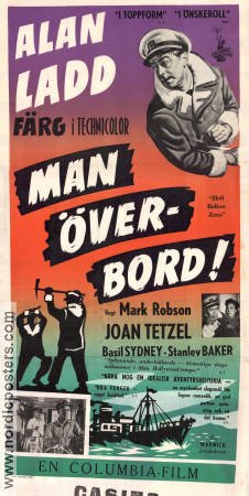 Man över bord 1954 poster Alan Ladd Joan Tetzel Mark Robson