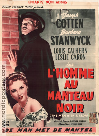 The Man with a Cloak 1951 poster Joseph Cotten Barbara Stanwyck Fletcher Markle