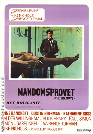 Mandomsprovet 1967 poster Dustin Hoffman Anne Bancroft Katharine Ross Mike Nichols Musik: Simon and Garfunkel