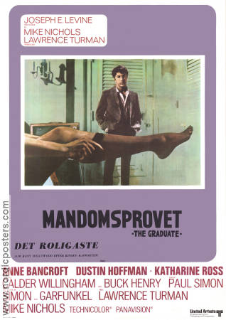 Mandomsprovet 1967 poster Dustin Hoffman Anne Bancroft Katharine Ross Mike Nichols Musik: Simon and Garfunkel