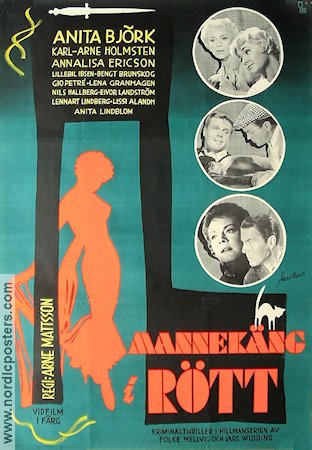 Mannekäng i rött 1958 poster Anita Björk Annalisa Ericson Arne Mattsson Hitta mer: Hillman Affischkonstnär: Gösta Åberg