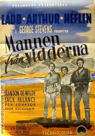 Mannen från vidderna 1953 poster Alan Ladd Jean Arthur Jack Palance Berg