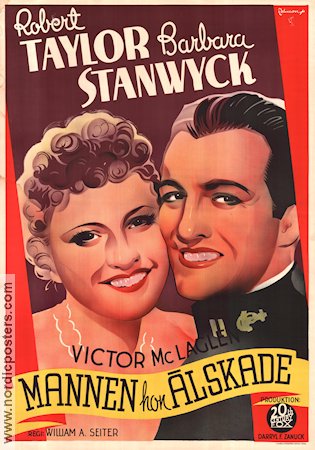 Mannen hon älskade 1937 poster Robert Taylor Barbara Stanwyck Eric Rohman art