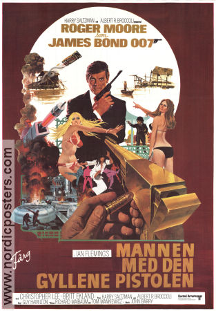 Mannen med den gyllene pistolen 1974 poster Roger Moore Britt Ekland Christopher Lee Affischkonstnär: Robert E McGinnis Vapen