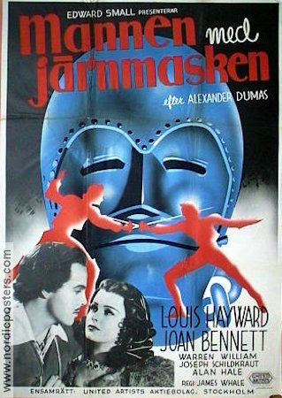 Mannen med järnmasken 1939 poster Louis Hayward Joan Bennett James Whale Text: Alexander Dumas Äventyr matinée