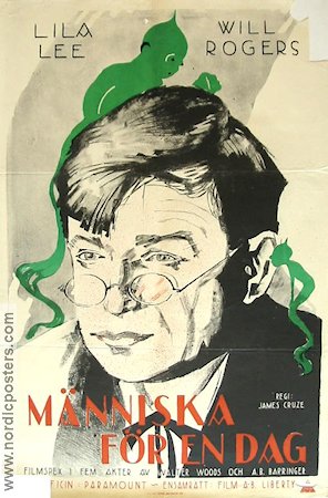 Människa för en dag 1923 poster Will Rogers Lila Lee