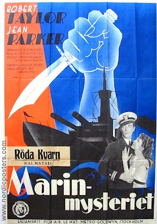 Marinmysteriet 1936 poster Robert Taylor Jean Parker Art Deco Skepp och båtar