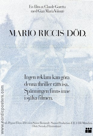 Mario Riccis död 1983 poster Gian Maria Volonté Magali Noel Heinz Bennent Claude Goretta