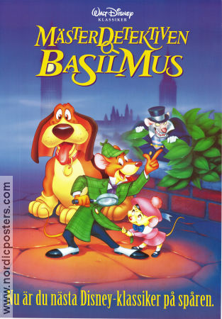 Mästerdetektiven Basil Mus 1986 poster Vincent Price Ron Clements Animerat