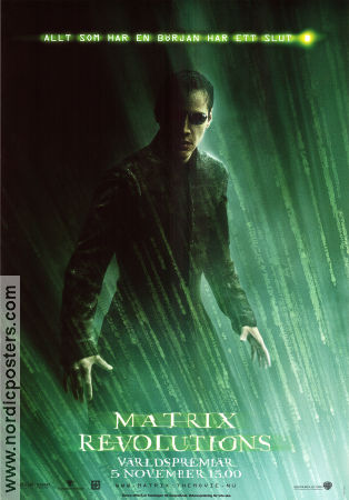 The Matrix Revolutions 2003 poster Keanu Reeves Carrie-Anne Moss Andy Wachowski