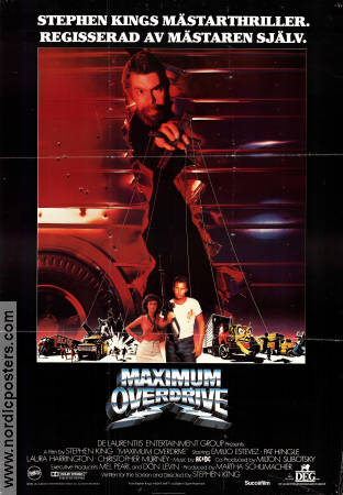 Maximum Overdrive 1986 poster Emilio Estevez Laura Harrington Stephen King Musik: ACDC Bilar och racing