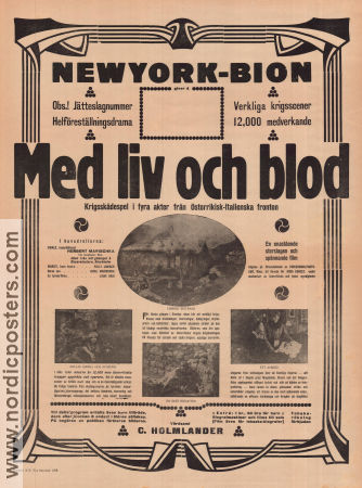 Med liv och blod 1915 poster Hubert Marischka Margarete Thumann Liane Haid Jacob Fleck Krig