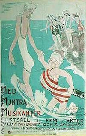 Med muntra musikanter 1923 poster Fyrtornet och Släpvagnen Fy og Bi Lau Lauritzen Strand Danmark