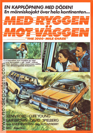 Med ryggen mot väggen 1977 poster Cliff De Young Glenn Ford Blair Brown Russ Mayberry Bilar och racing