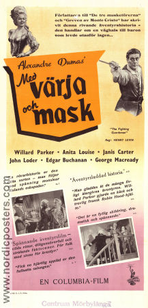 Med värja och mask 1946 poster Willard Parker Anita Louise Janis Carter Henry Levin Äventyr matinée