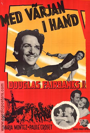 Med värjan i hand 1948 poster Douglas Fairbanks Jr Maria Montez Max Ophüls Äventyr matinée
