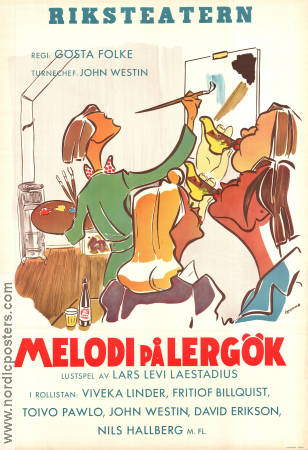 Melodi på lergök 1945 affisch Viveka Linder Fritiof Billquist Toivo Pawlo Gösta Folke Hitta mer: Riksteatern Hitta mer: Theater