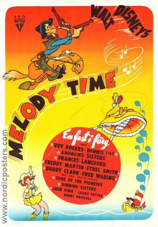 Melody Time 1948 poster Andrews Sisters Roy Rogers Clyde Geronimi Jazz Animerat