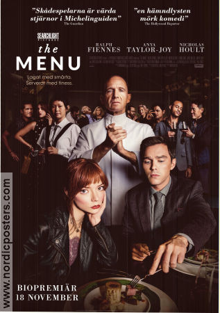 The Menu 2022 poster Ralph Fiennes Anya Taylor-Joy Nicholas Hoult Mark Mylod Mat och dryck