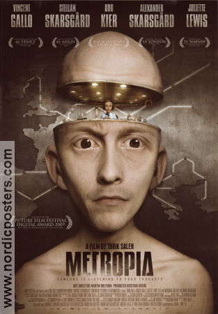 Metropia 2009 poster Vincent Gallo Stennal Skarsgård Juliette Lewis Udo Kier Tarik Saleh Animerat