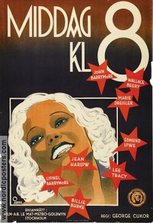 Middag kl 8 1933 poster Jean Harlow