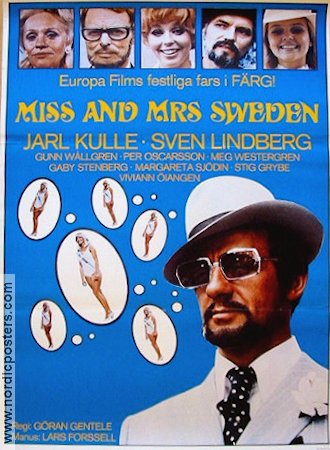 Miss and Mrs Sweden 1969 poster Jarl Kulle Sven Lindberg Margareta Sjödin Gunn Wållgren Meg Westergren Göran Gentele Text: Lars Forssell Glasögon Kultfilmer