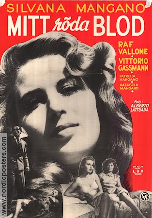 Mitt röda blod 1953 poster Silvana Mangano Raf Vallone Vittorio Gassman Alberto Lattuada