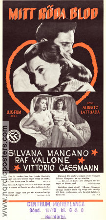 Mitt röda blod 1953 poster Silvana Mangano Raf Vallone Vittorio Gassman Alberto Lattuada