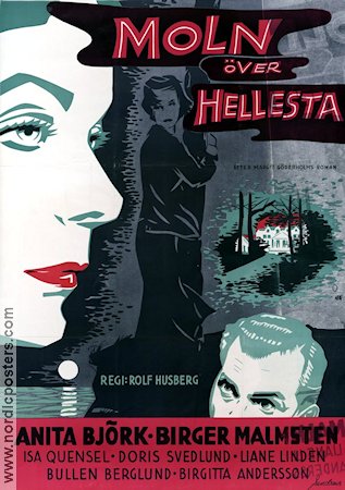 Moln över Hellesta 1956 poster Anita Björk Birger Malmsten Rolf Husberg Konstaffischer